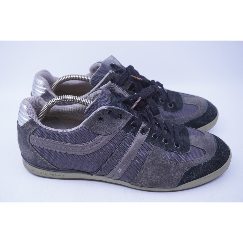 Hugo Boss Men Size 10 (EU 43) Boss Orange Shoe Lace Up Casual Sneakers Blue Gray
